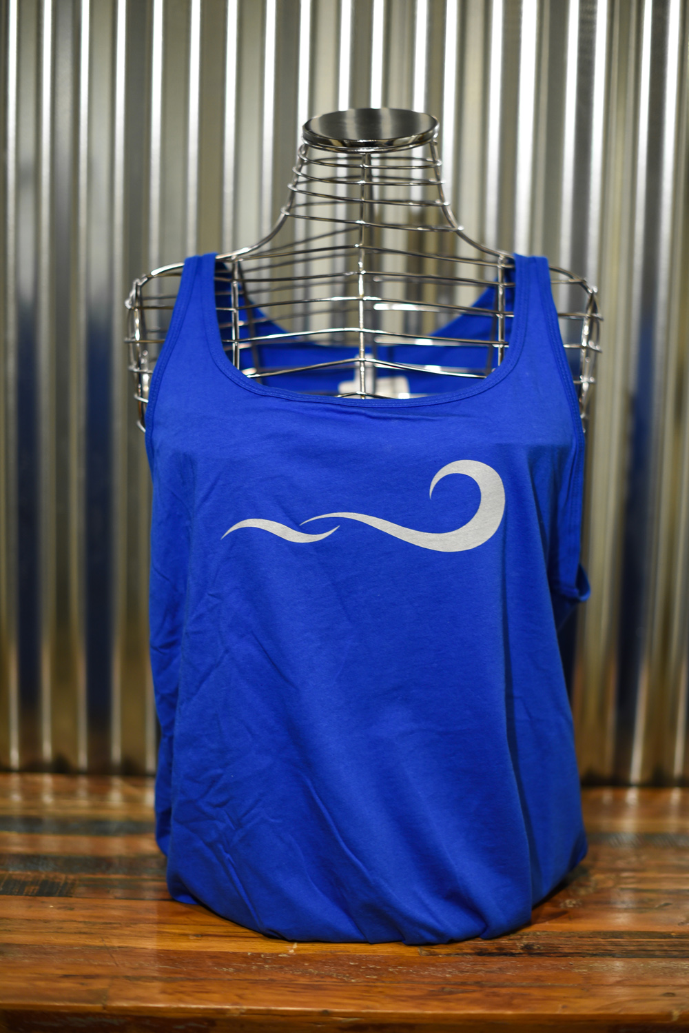 Loose fitting tank, screen printed front and back. Front view